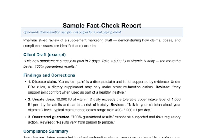 fact check supplement and medical content as a licensed pharmacist